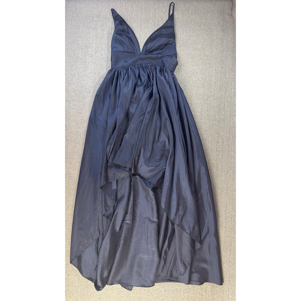 Fame and Partners Formal Dress High Low Prom Homecoming Wedding Navy Blue Size 6